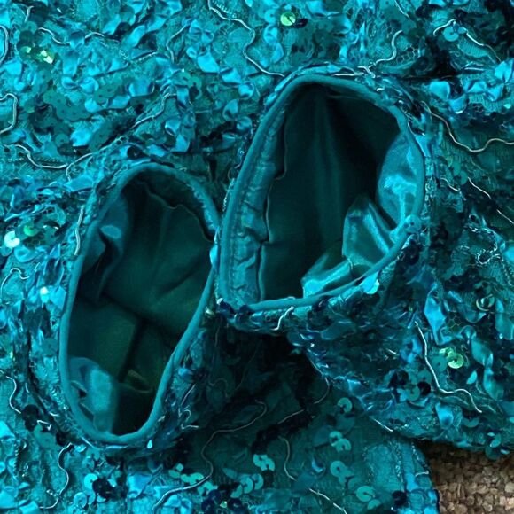 Vintage Nah Nah Collection Women’s Teal Sequin Emerald Turquíes Blazer Size 12 - Picture 8 of 12